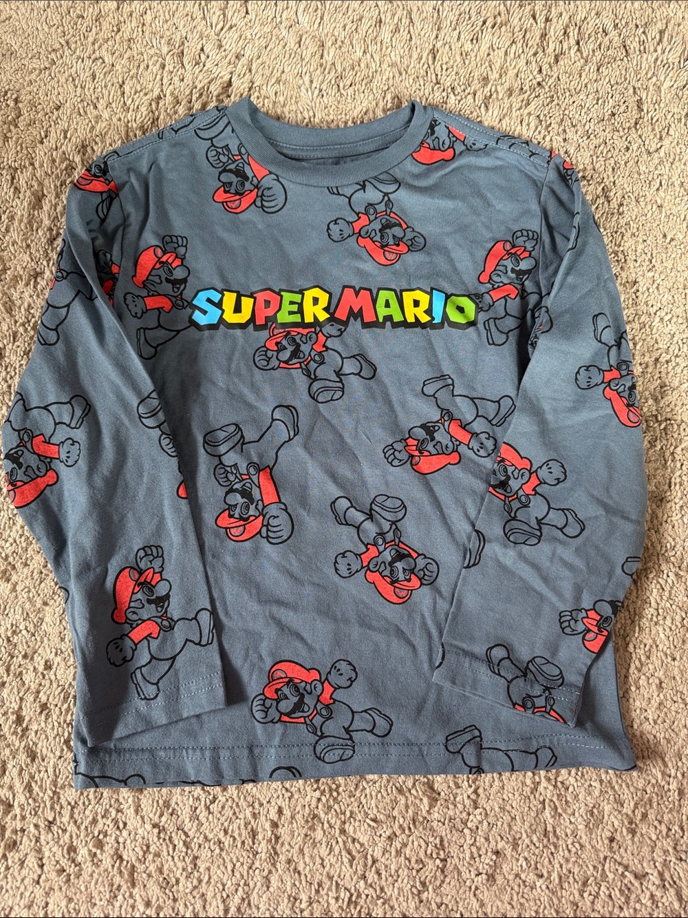 Nintendo Super Mario Long Sleeve Tee - Blue with Red Accents